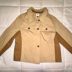 CAbi Cream and Brown Utility Jacket Relaxed Fit